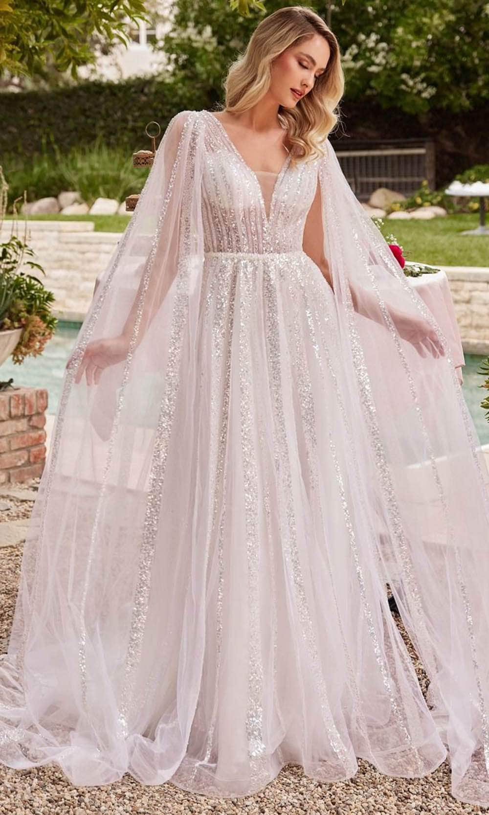 Cinderella Divine CD852W - Sequin Embellished A-line Bridal Gown Bridal Dresses