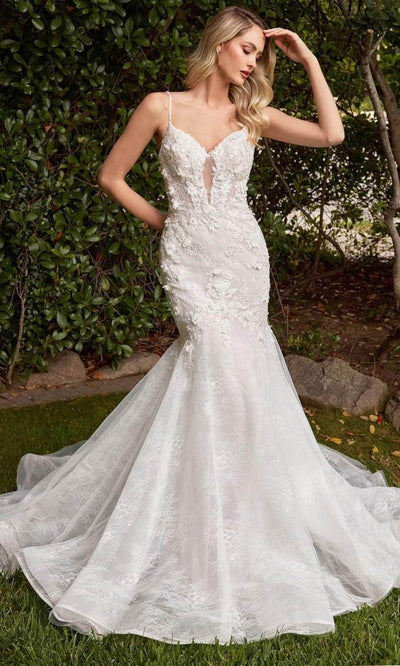 Cinderella Divine CD856W - Sleeveless Mermaid Bridal Gown Bridal Dresses 2 / Off White-Nude