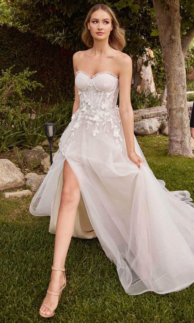 Cinderella Divine CD859W - Strapless Tulle A-line Bridal Gown Bridal Dresses 2 / Off White