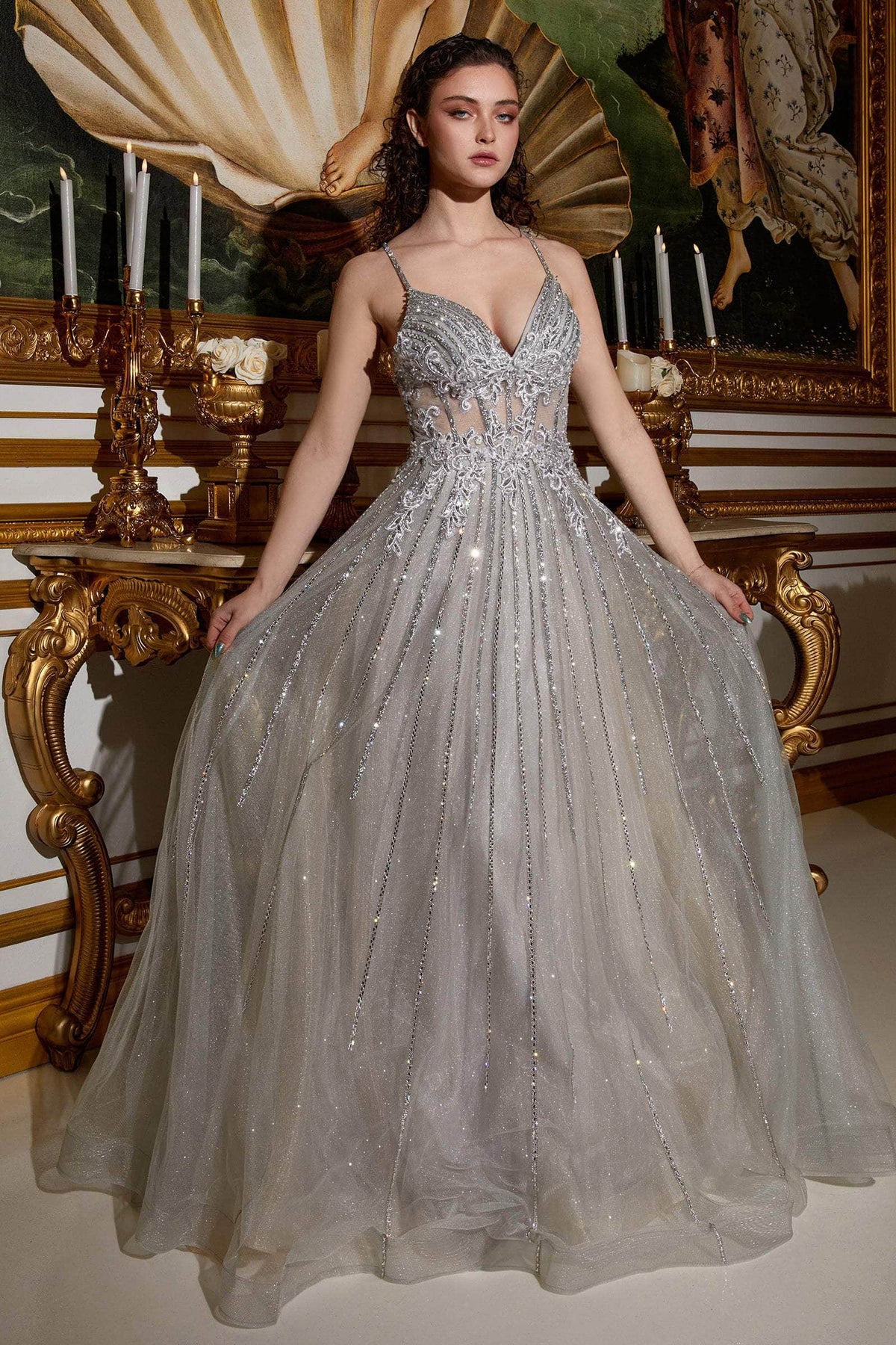 Ladivine CD994 - Spaghetti Strap A-Line Prom Dress Prom Dresses