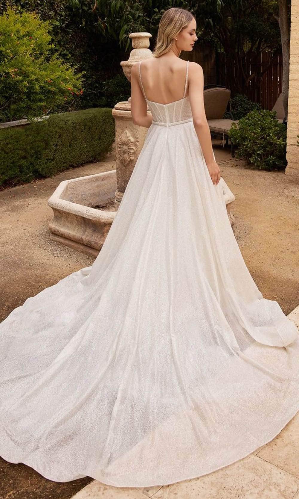 Cinderella Divine CDS435W - Glitter-Accented Bodice Sleeveless Wedding ADASA Cinderella Divine CDS435W - Glitter-Accented Bodice Sleeveless Wedding ADASA