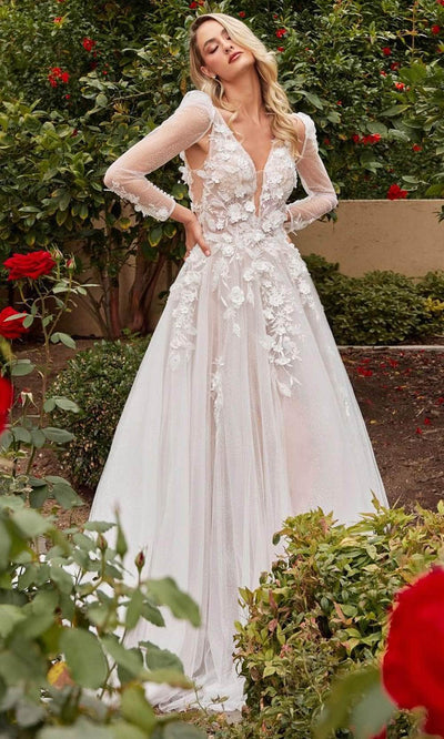 Cinderella Divine CDS436W - 3D Embellished A-line Bridal Gown Bridal Dresses