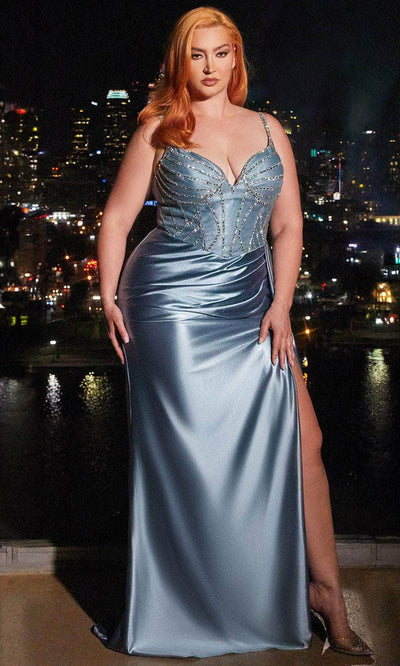 Cinderella Divine CDS440C - Bead Embellished Sleeveless Prom Gown Prom Dresses 16 / Dusty Blue