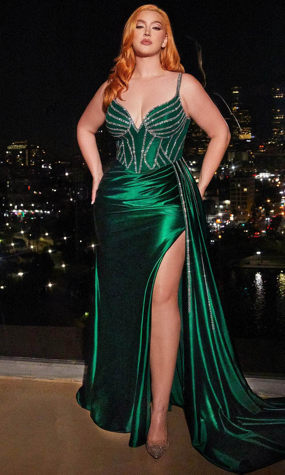 Cinderella Divine CDS440C - Bead Embellished Sleeveless Prom Gown Prom Dresses 16 / Emerald