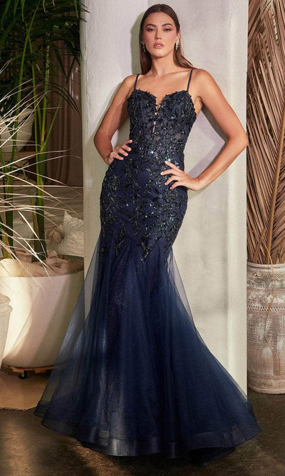 Cinderella Divine CDS488 - Glittery Mermaid Evening Dress Evening Dresses 2 / Navy