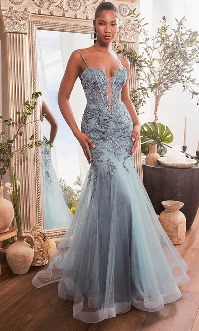 Cinderella Divine CDS488 - Glittery Mermaid Evening Dress Evening Dresses 2 / Smoky Blue