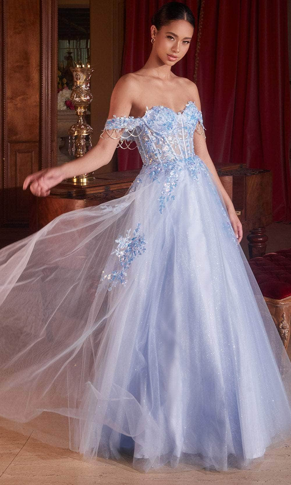 Cinderella Divine CDS490 - Off-Shoulder Lace-Up Back Ballgown Ball Gowns