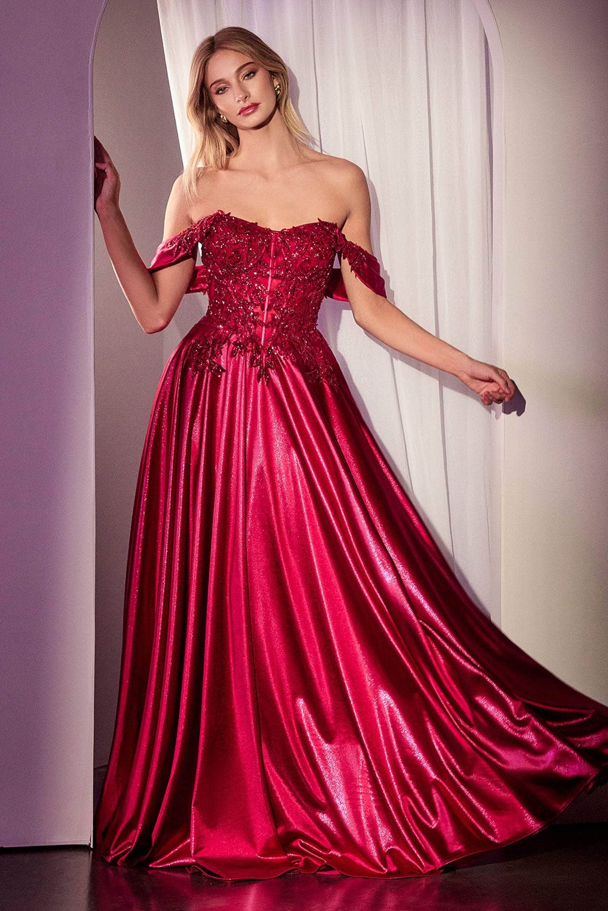 red basque dress Red Liquid Satin Corset Basque Waist Short Evening Dress | Ruby