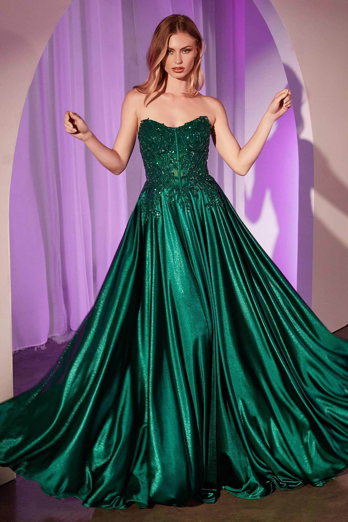 Ladivine CDS525 - Long A-Line Dress - Fitted, Floral, Embellished, Sequin, Bead, Mid-Open Back, Back Zipper, Illusion, Boning, Detachable Off-Shoulder Straps, Floor-Length ADASA Ladivine CDS525 - Long A-Line Dress - Fitted, Floral, Embellished, Sequin, Bead, Mid-Open Back, Back Zipper, Illusion, Boning, Detachable Off-Shoulder Straps, Floor-Length ADASA