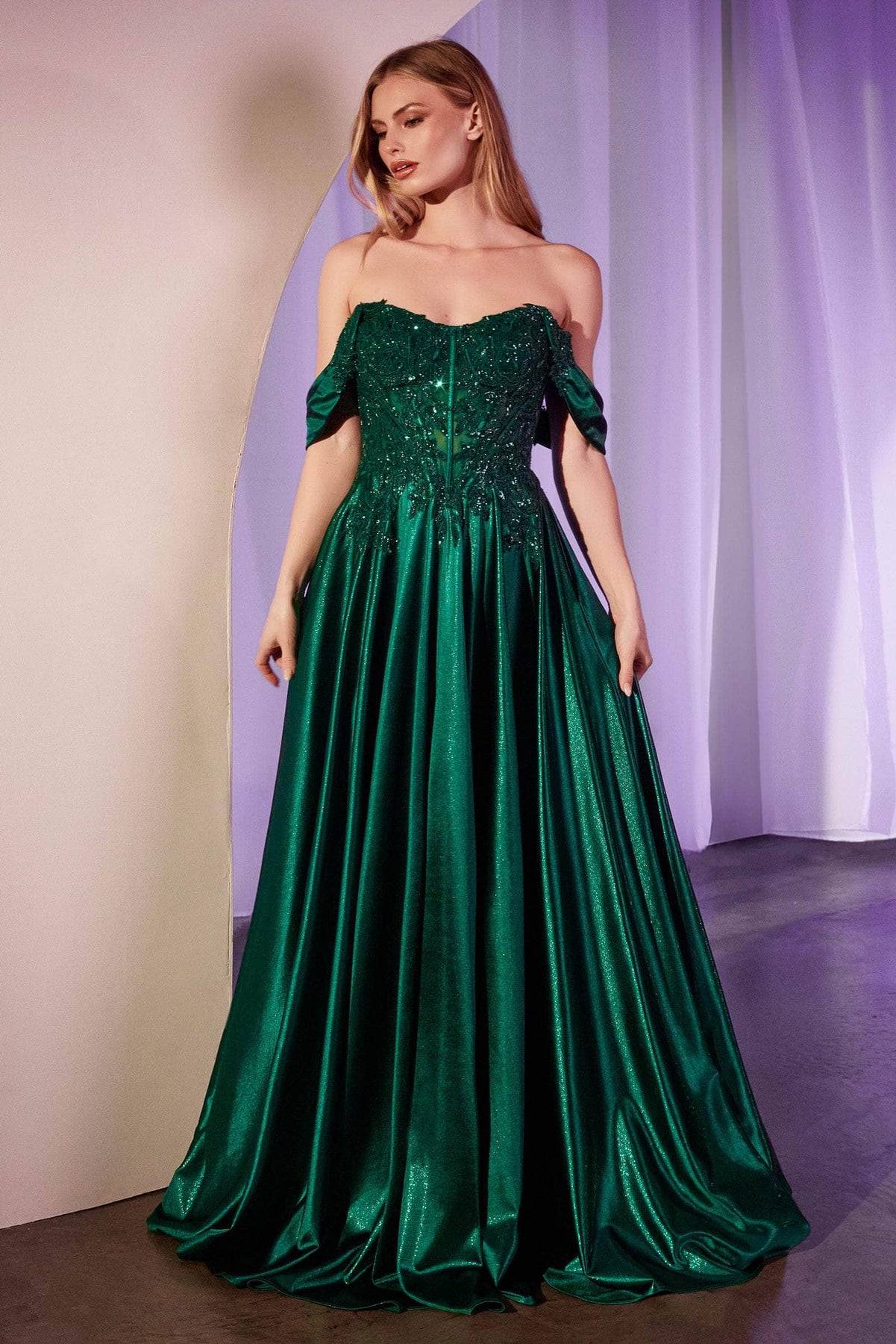 Ladivine CDS525 - Long A-Line Dress - Fitted, Floral, Embellished, Sequin, Bead, Mid-Open Back, Back Zipper, Illusion, Boning, Detachable Off-Shoulder Straps, Floor-Length ADASA Ladivine CDS525 - Long A-Line Dress - Fitted, Floral, Embellished, Sequin, Bead, Mid-Open Back, Back Zipper, Illusion, Boning, Detachable Off-Shoulder Straps, Floor-Length ADASA