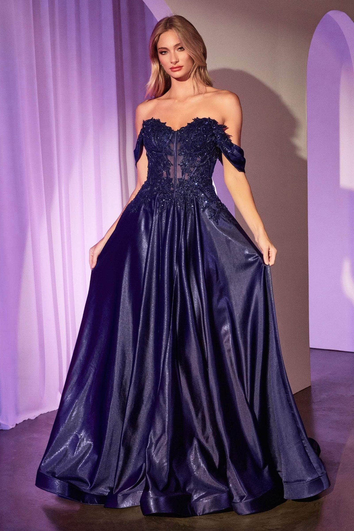 basque purple dress Stretch Satin Basque Waist Corset Sheath Dress in Plum