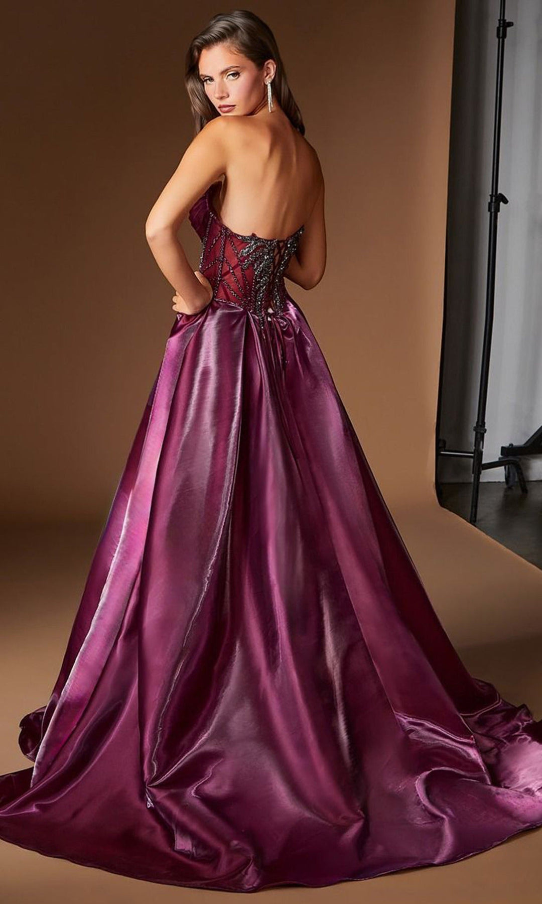 Ladivine CDS568 - Plunging Sweetheart Mermaid Overskirt Prom Gown