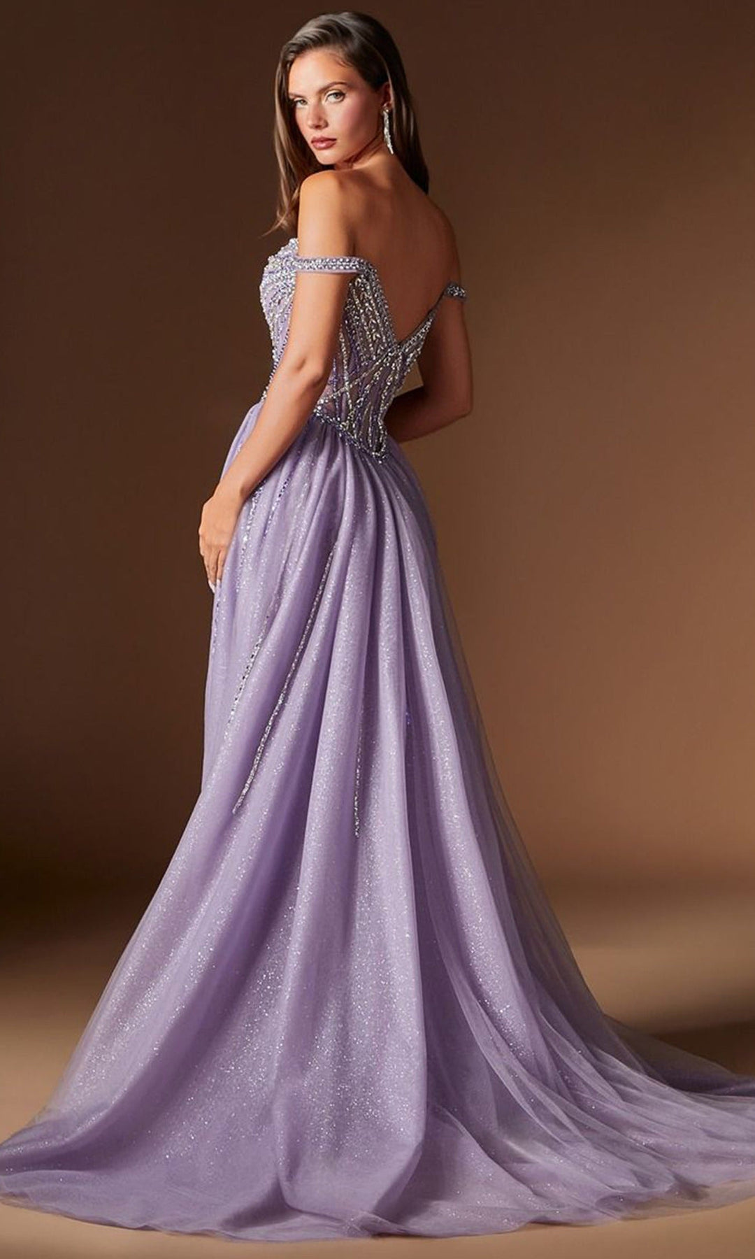 Ladivine CDS570 - Plunging Sweetheart Crystal Beaded Prom Gown