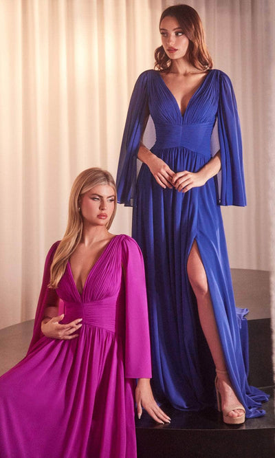 Ladivine CH028 - Ruched Waistband A-Line Prom Dress Prom Dresses