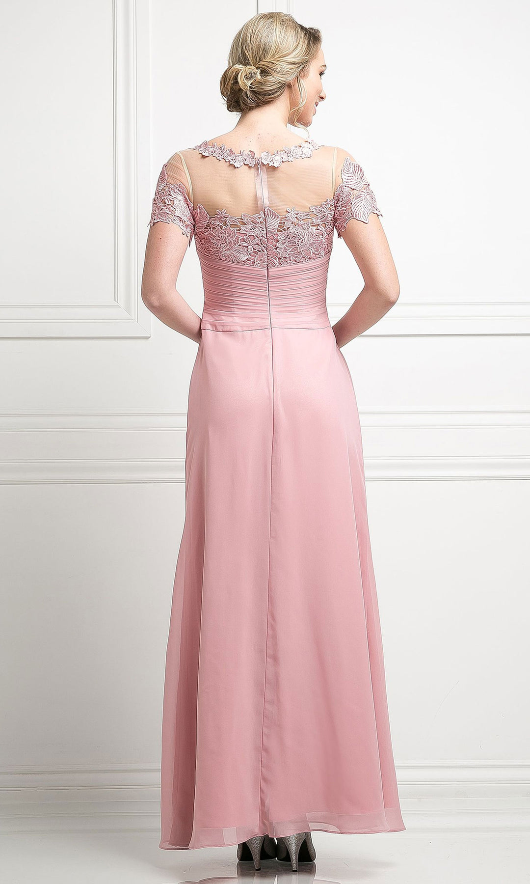 Ladivine CH1509 - Bateau neck Lace Sheath Dress
