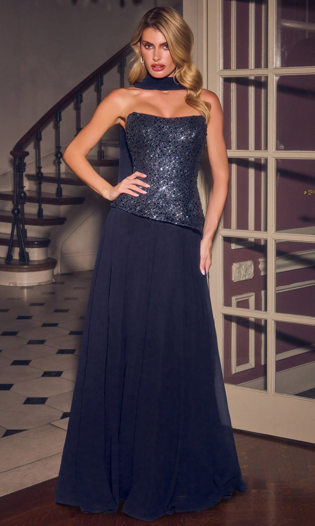 Ladivine CH2603 Sequin Beaded A-Line Dress