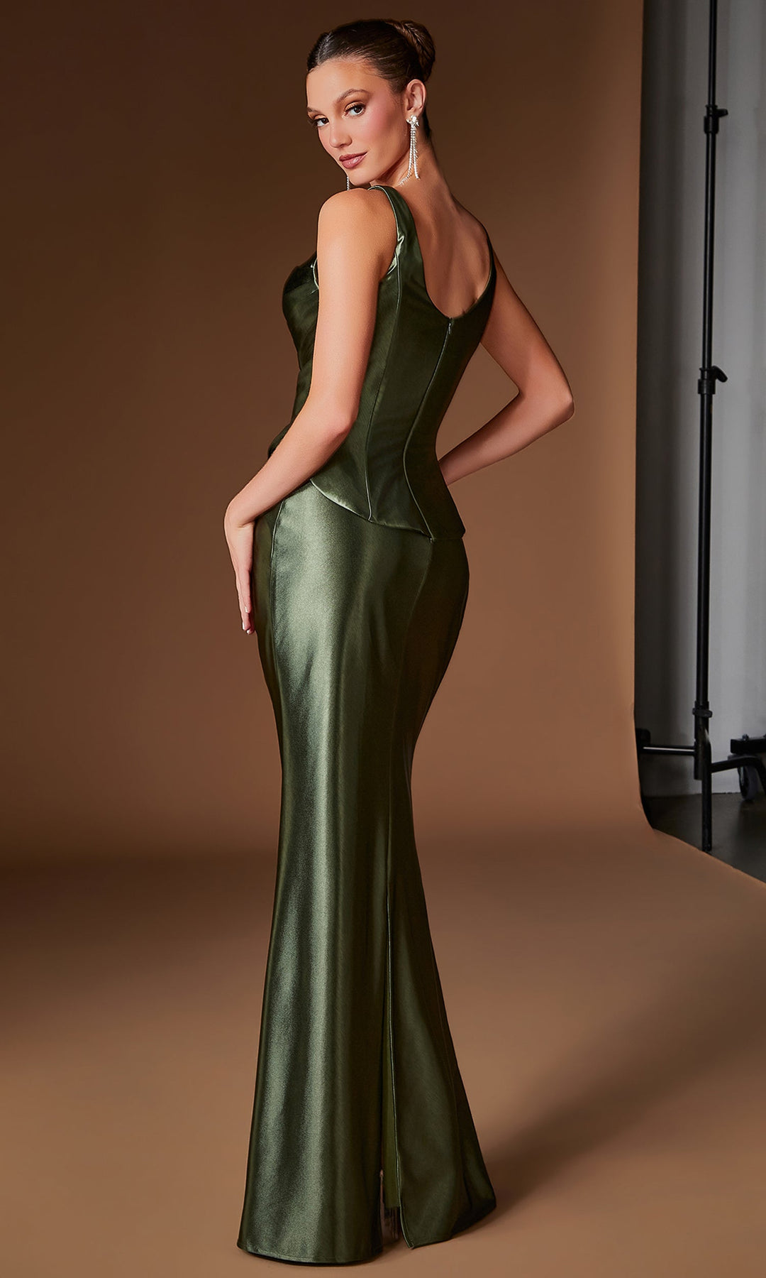 Ladivine CH2604 Draped Bodice Wide Strap Dress
