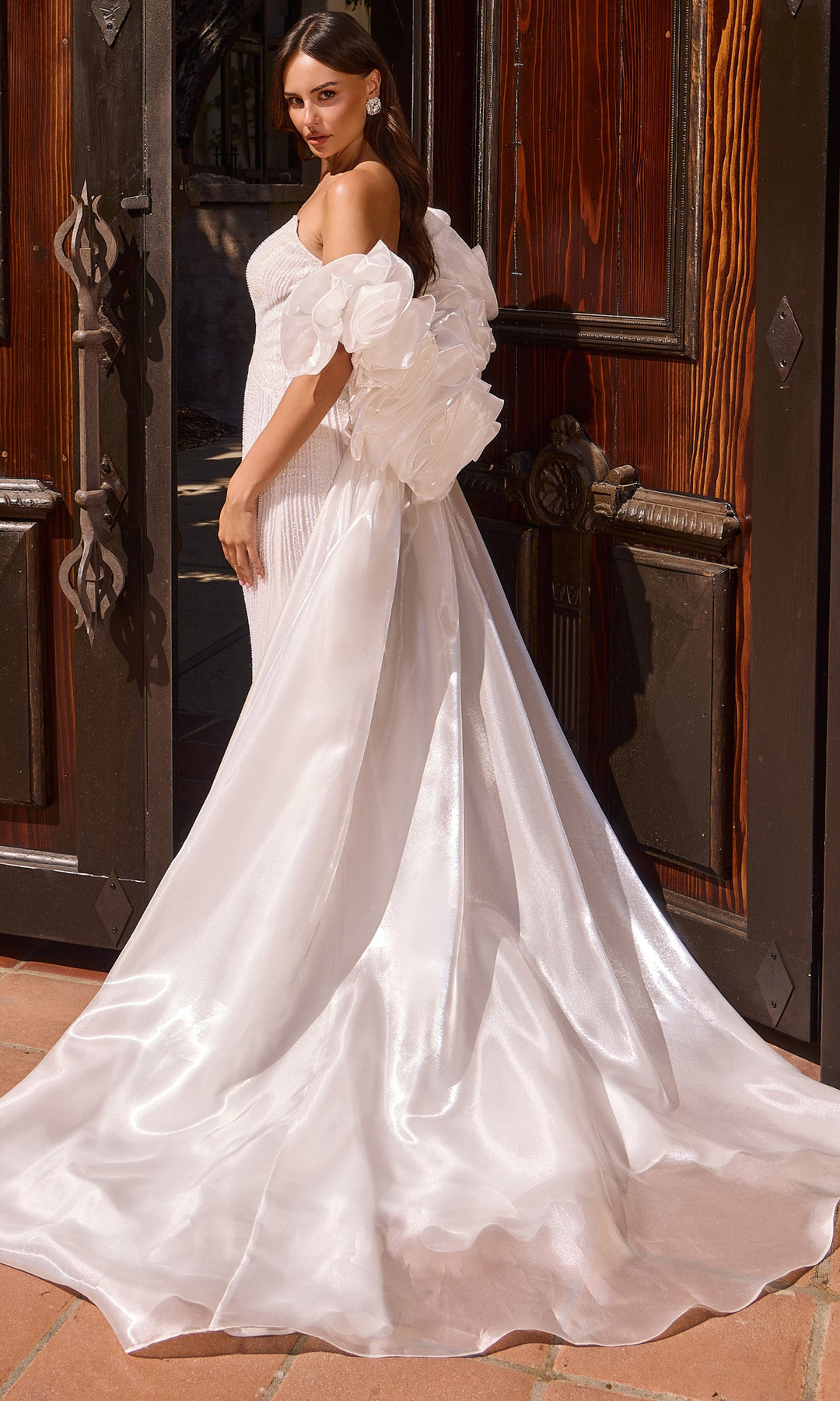 Ladivine CJ933W Detachable Train Beaded Bridal Dress