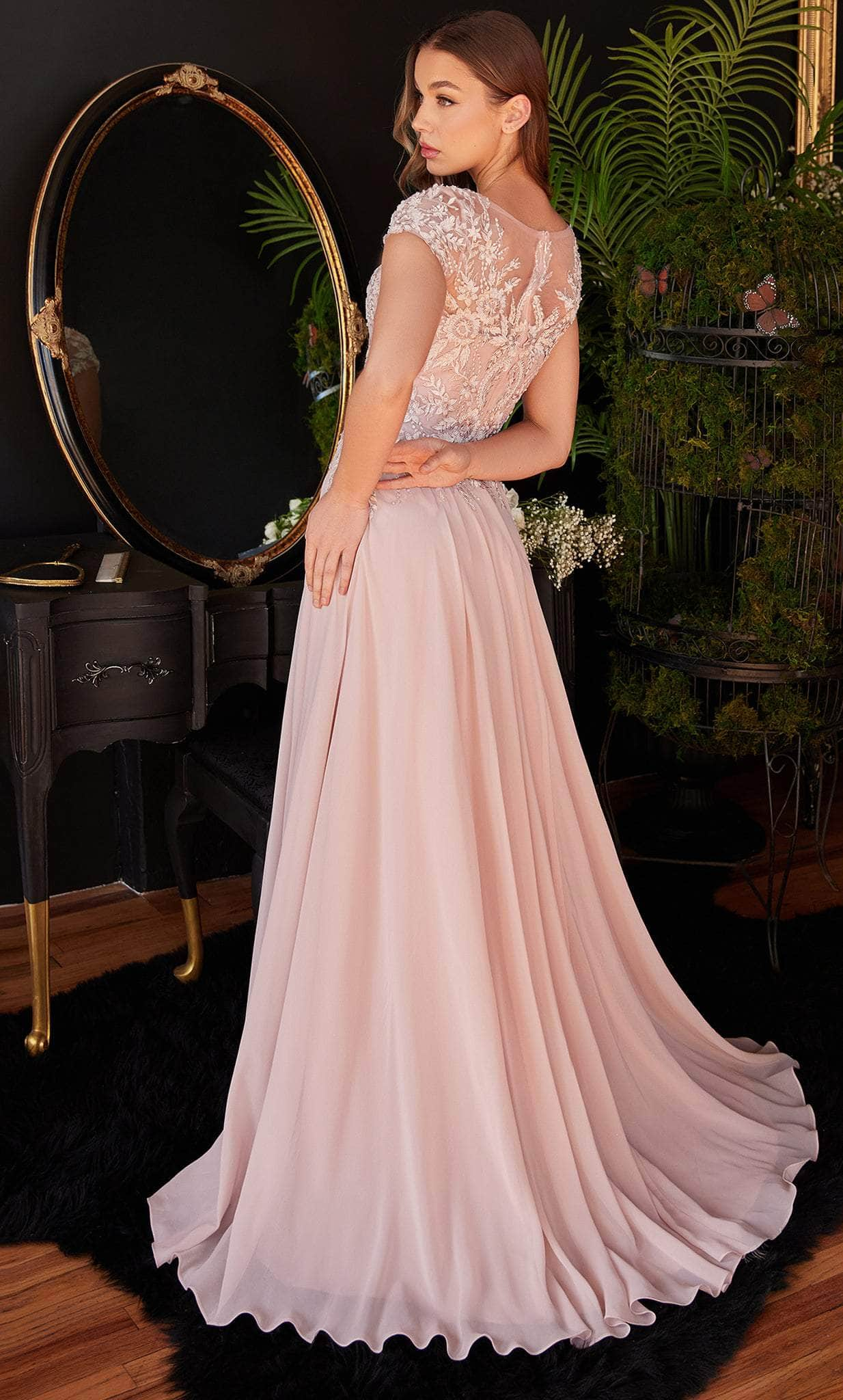 Cinderella Divine CL05 - Embroidery-Detailed Flowy Long Gown Special Occasion Dress