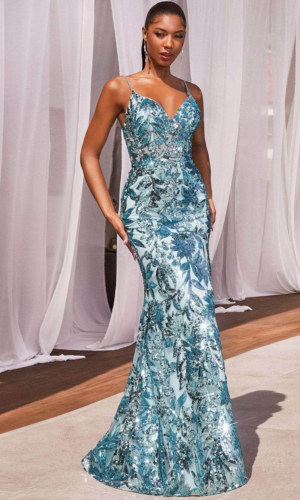 Cinderella Divine CM350 - Evening Dress Featuring a V-Neck and Slit ADASA Cinderella Divine CM350 - Evening Dress Featuring a V-Neck and Slit ADASA