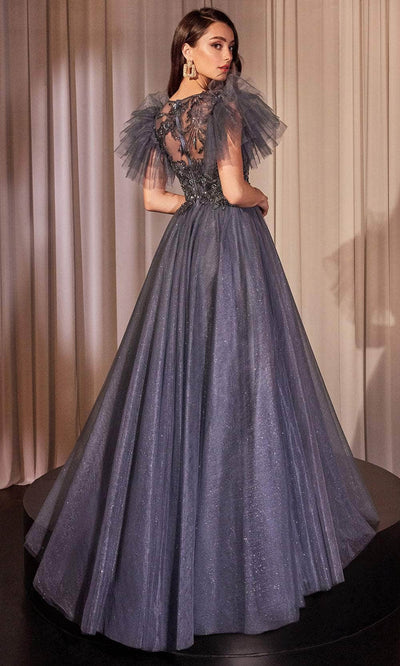 Cinderella Divine CM359 - Sheer Back Ruffled Sleeve Ballgown Ball Gowns