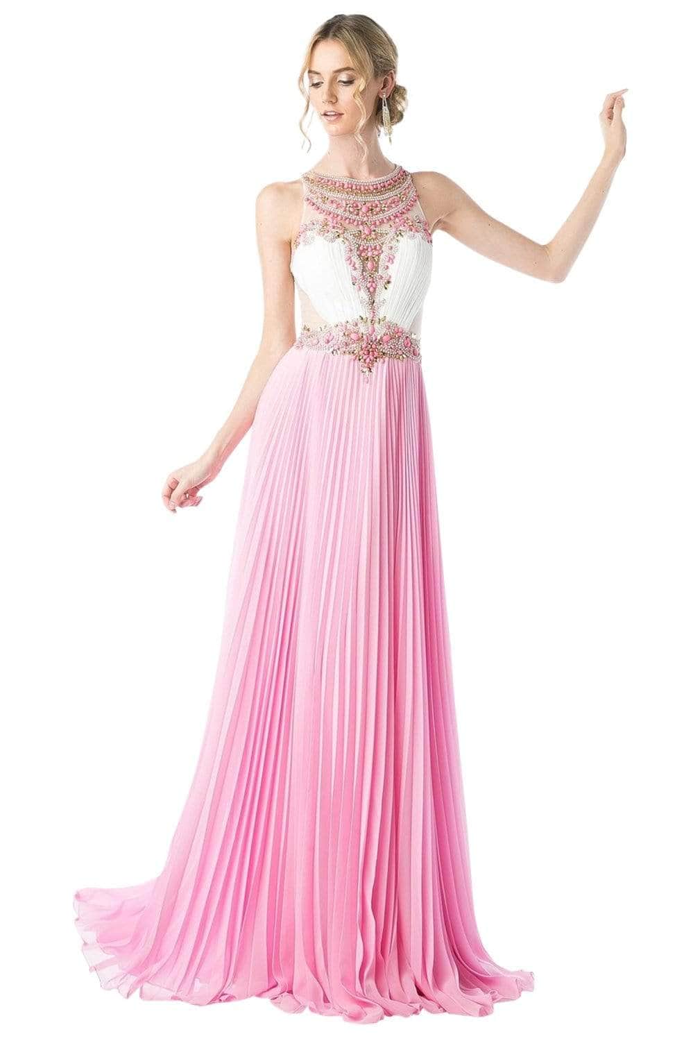 Ladivine CR742 Evening Dresses 2 / Pink