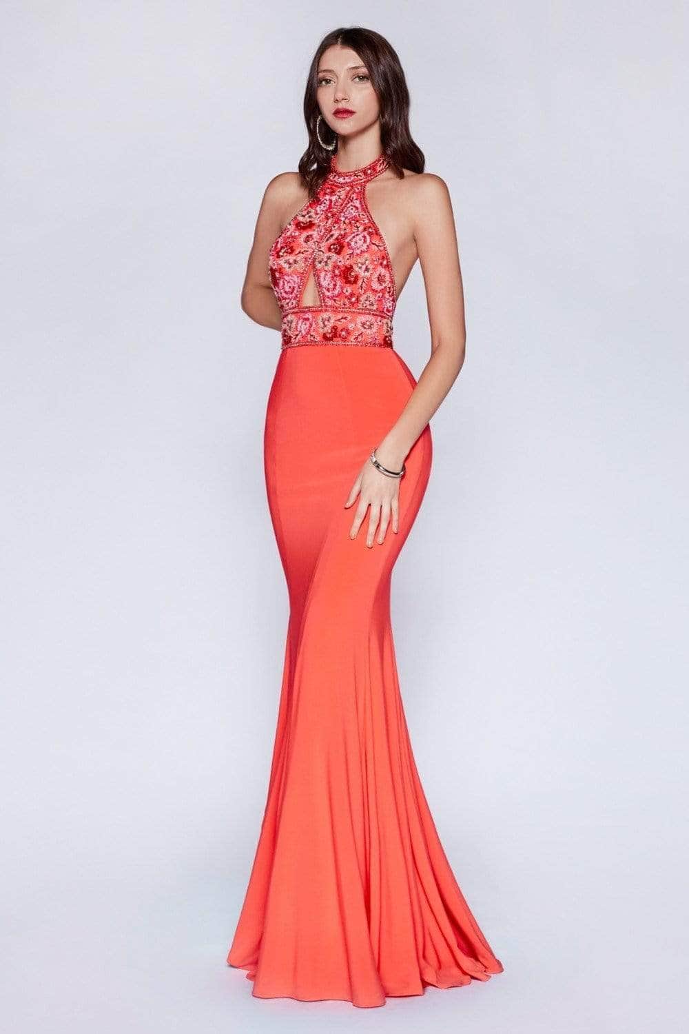 Ladivine CR770 Special Occasion Dress 2 / Coral