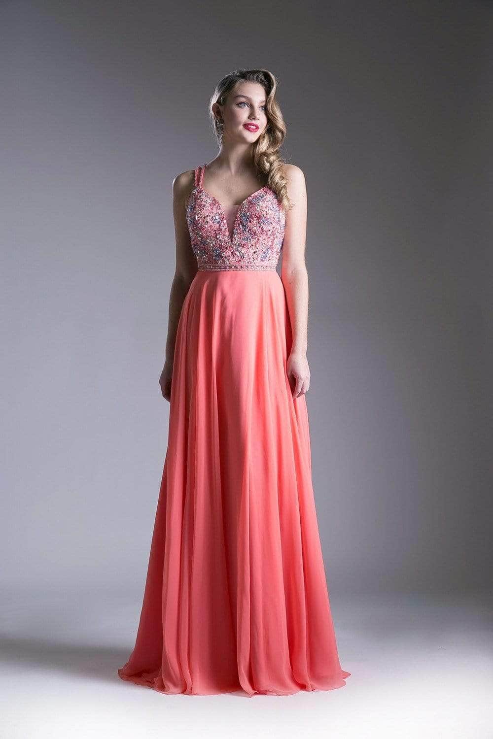 Ladivine CR775 Special Occasion Dress 2 / Dark Coral