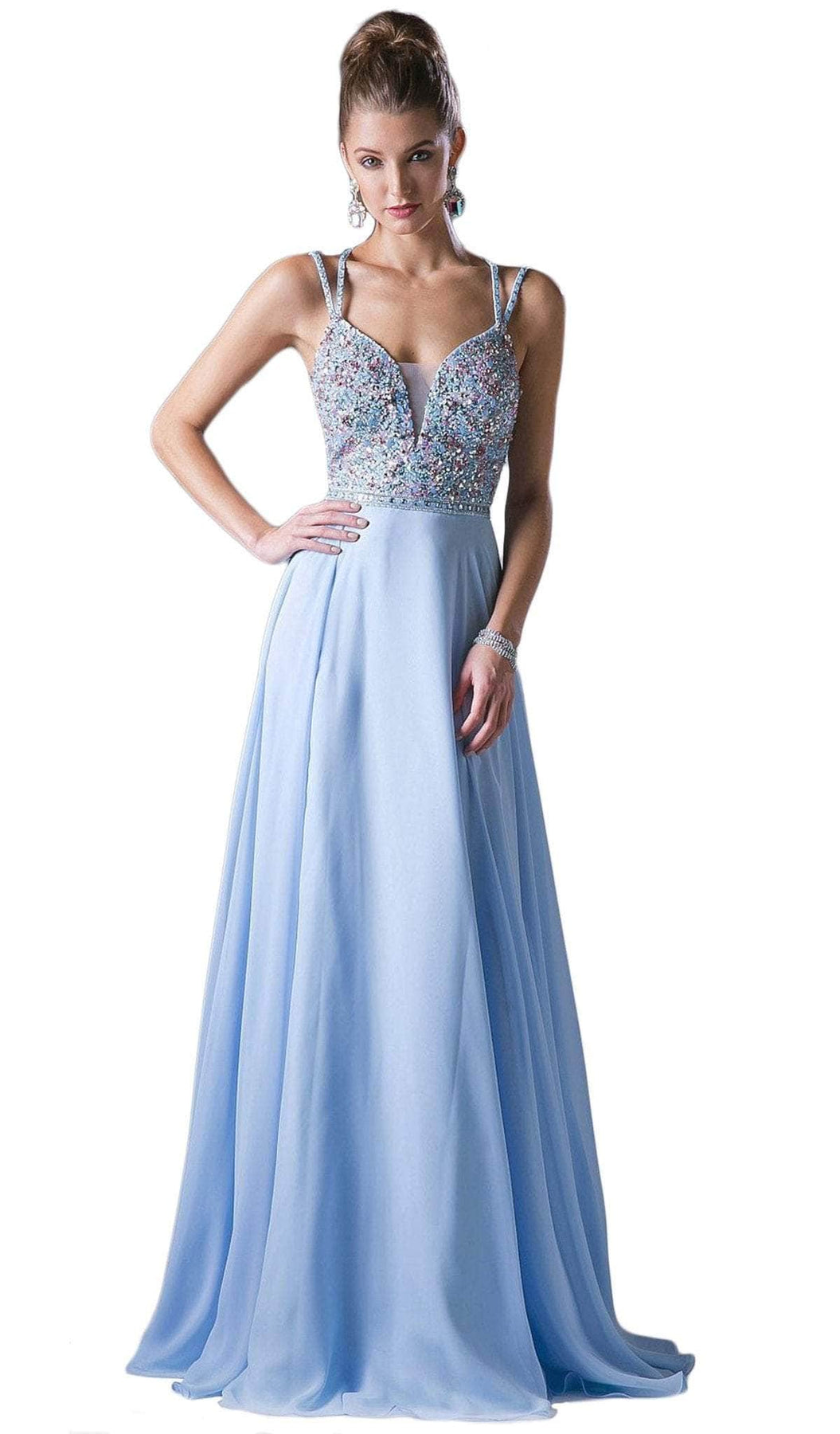 Ladivine CR775 Special Occasion Dress 2 / Sky Blue