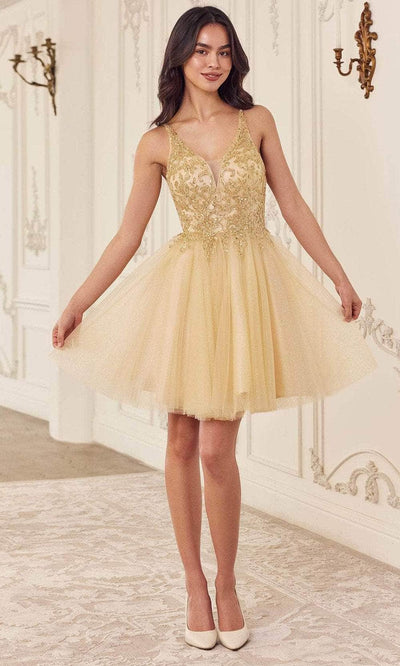 Cinderella Divine CY022 - Glitter Tulle Cocktail Dress Special Occasion Dress XXS / Champagne