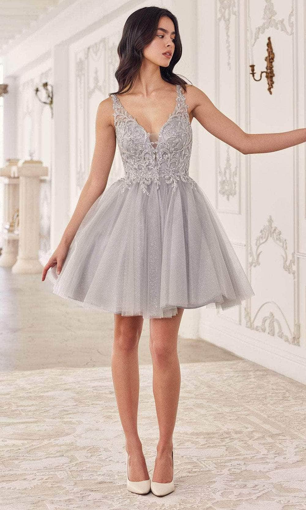 Cinderella Divine CY022 - Glitter Tulle Cocktail Dress Special Occasion Dress XXS / Silver