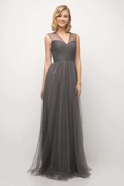 Ladivine ET320 - Pleated Top A-Line Gown Prom Dresses 4 / Charcoal