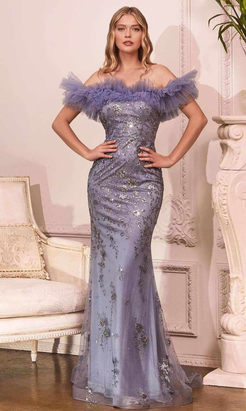 Ladivine J818 Prom Dresses 2 / Smoky Blue