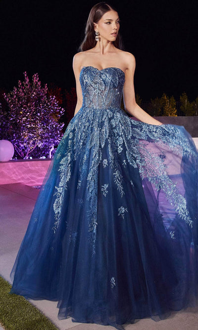 Cinderella Divine J852 - Strapless Corset Prom Dress Special Occasion Dress 2 / Lapis Blue