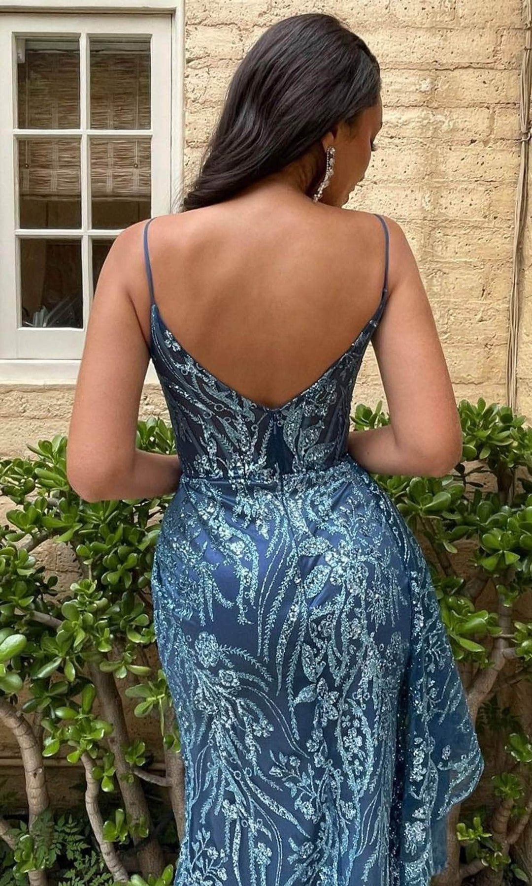 Ladivine J856 Printed High Slit  Dress