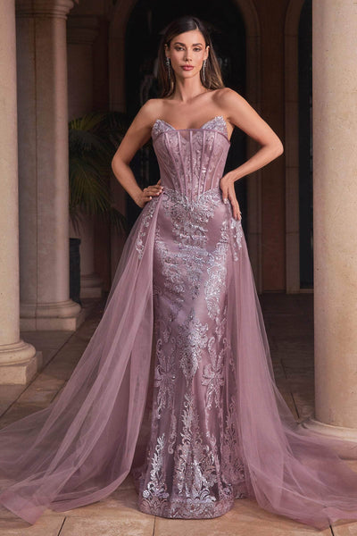 Ladivine J858 - Embroidered Off-Shoulder Sheath Gown Evening Dresses