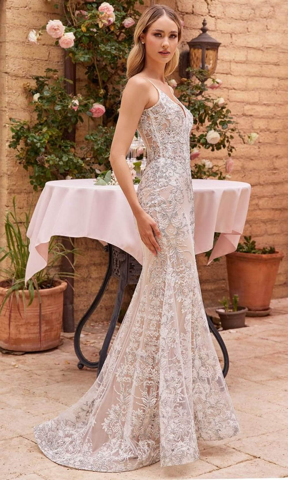 Cinderella Divine J859W - Sleeveless Embroidered Bridal Gown Bridal Dresses