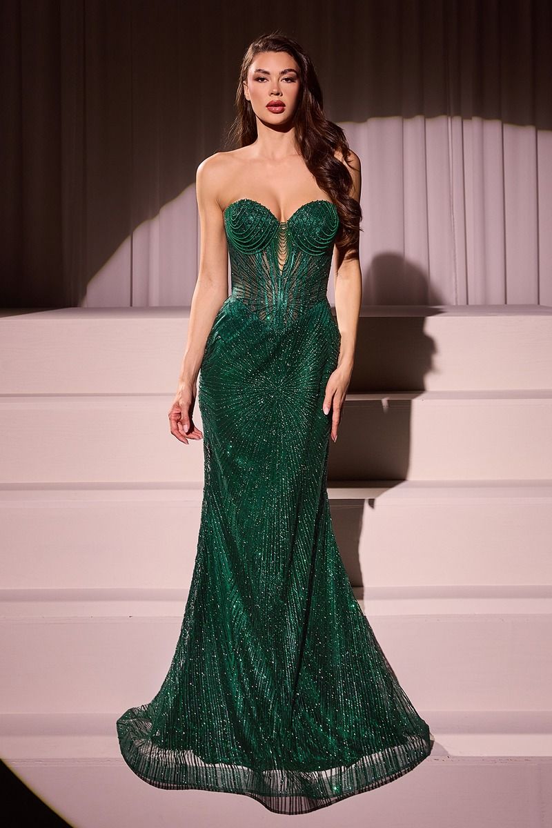 Ladivine J871 - Beaded Strapless Gown