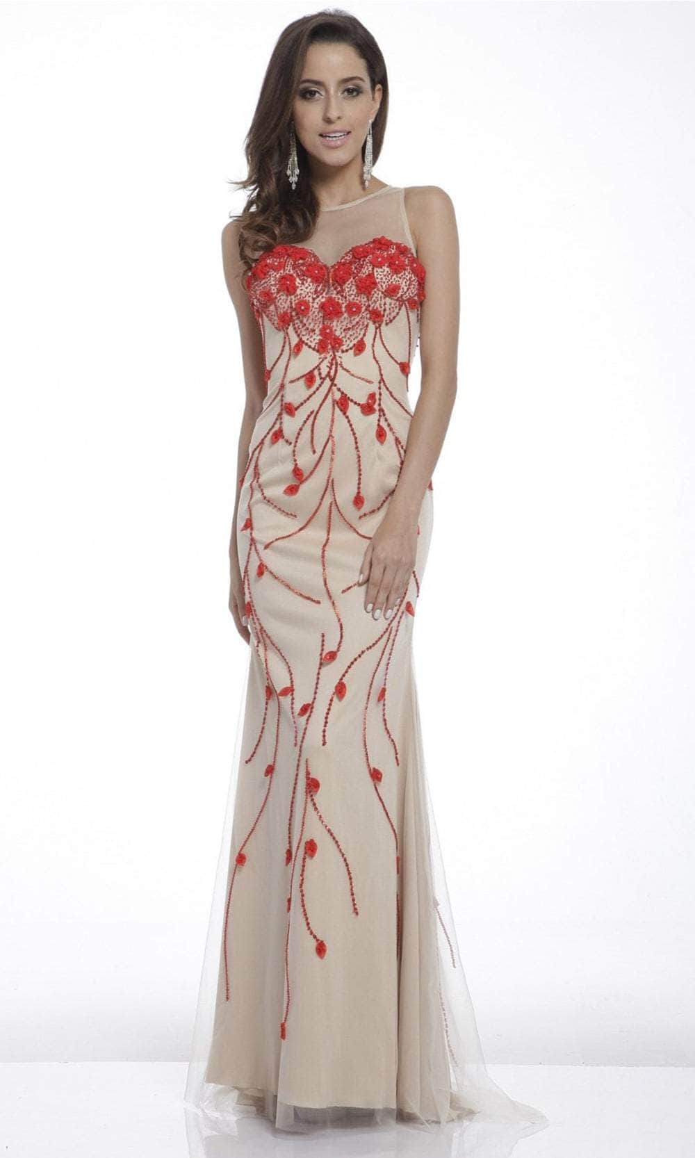 Ladivine JC4036 Evening Dresses 4 / Red-Nude