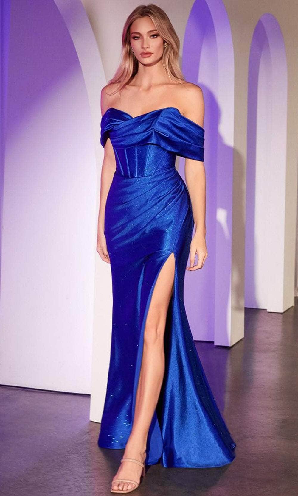 Ladivine KV1115 - Foldover Mermaid Long Gown Prom Dresses 0 / Royal