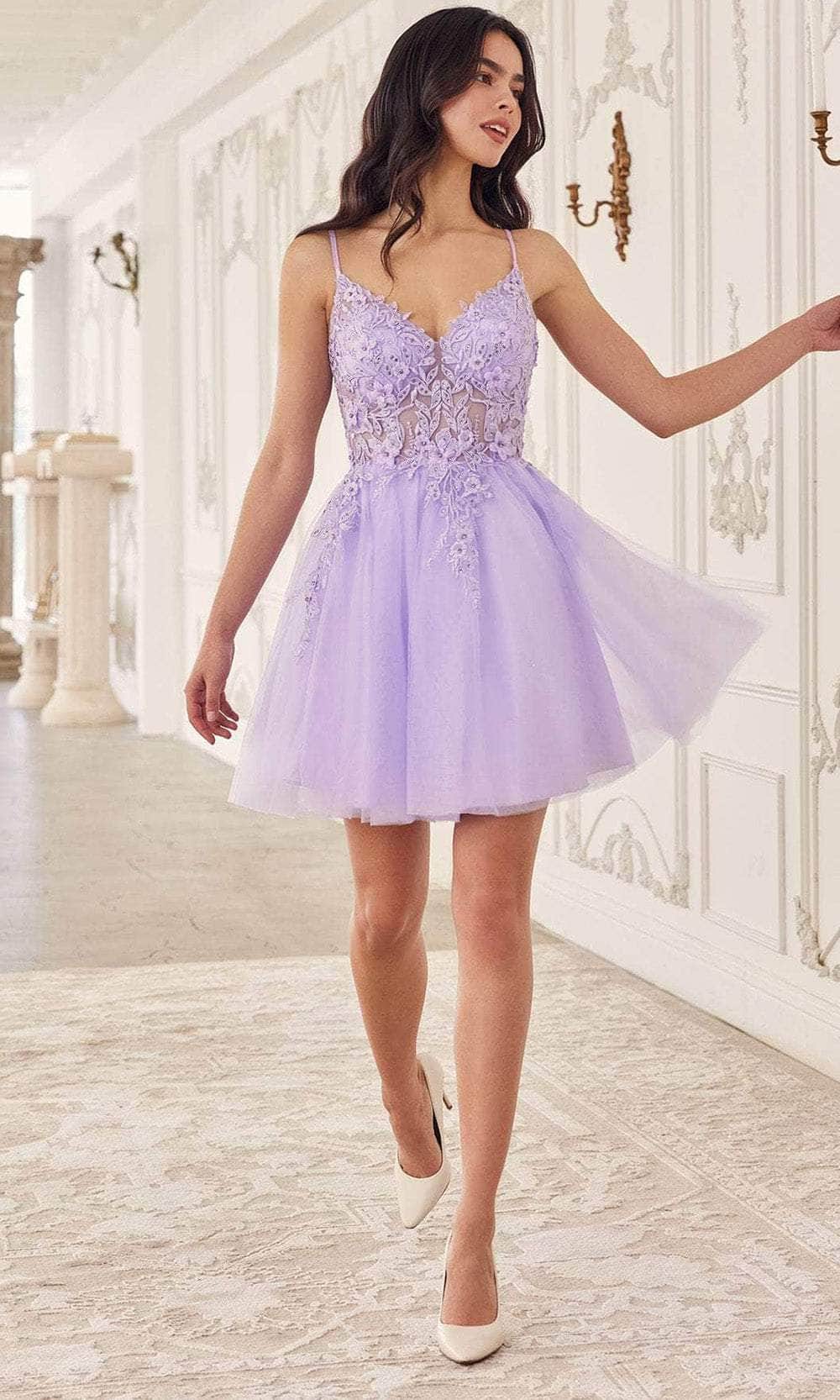 Ladivine SF047 - Short Tulle A-Line Dress