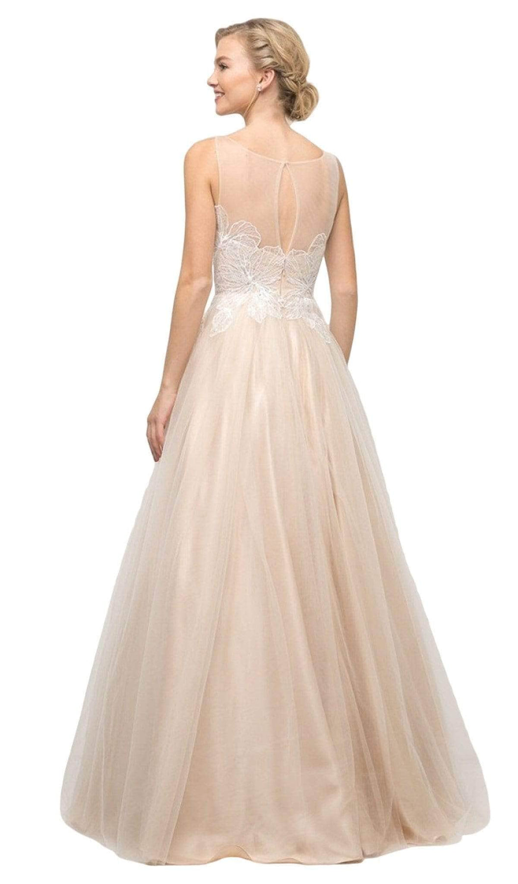 Ladivine UE009 - Lace Bodice and Illusion Neckline Bridesmaid Dress Bridesmaid Dresses