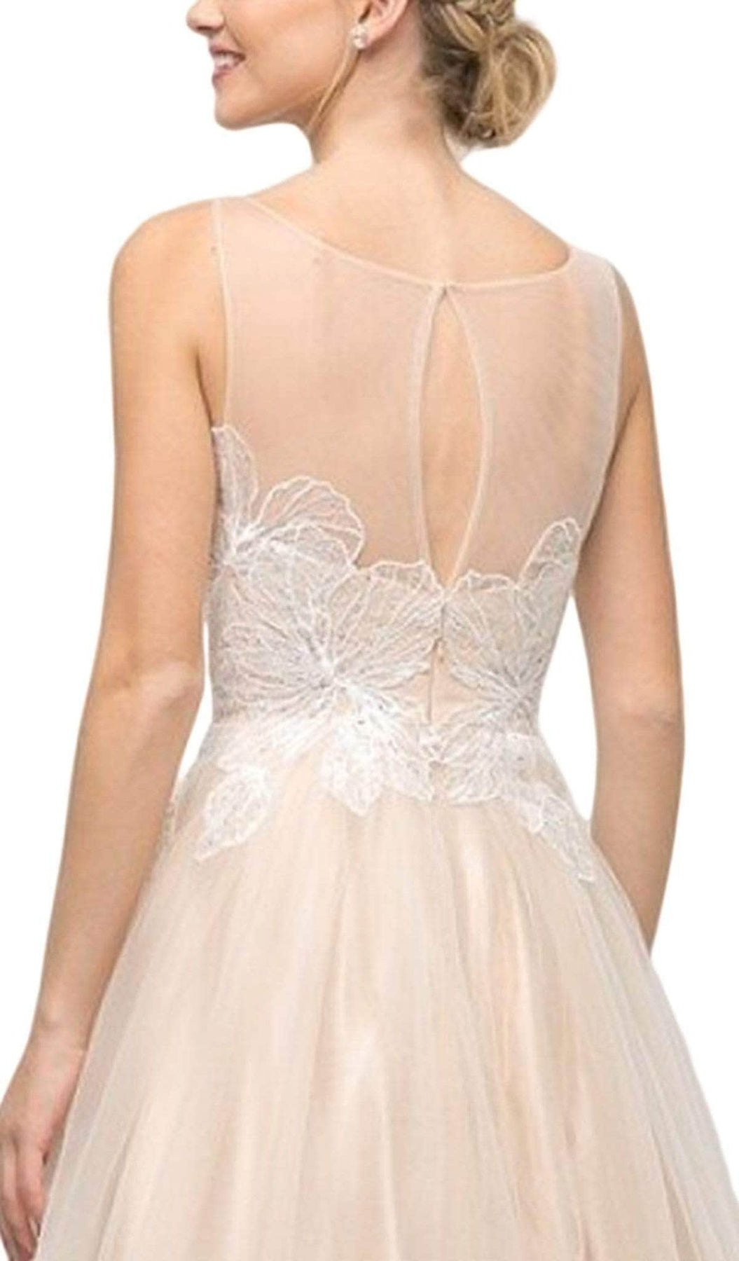 Ladivine UE009 - Lace Bodice and Illusion Neckline Bridesmaid Dress Bridesmaid Dresses