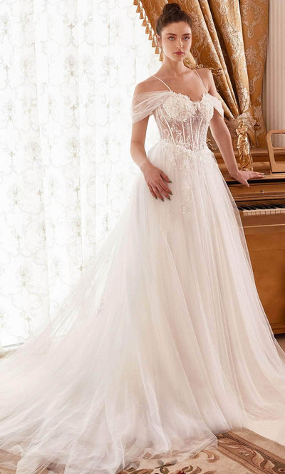 Cinderella Divine WN307 - Embellished Off-Shoulder Bridal Gown Bridal Dresses 2 / Off White