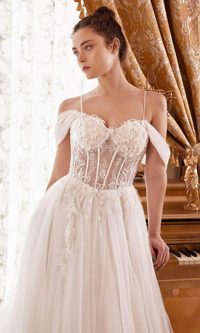 Cinderella Divine WN307 - Embellished Off-Shoulder Bridal Gown Bridal Dresses