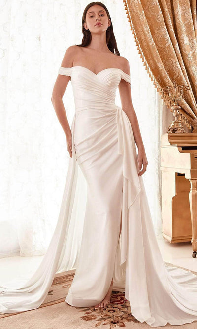 Cinderella Divine WN315 - Off-Shoulder Ruched Detail Bridal Gown Bridal Dresses