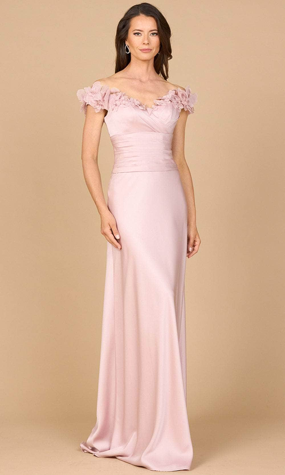 Lara Dresses 28917 - V-Neck Pleated Bodice Formal Dress Mother of the Bride Dresses 2 / Blush