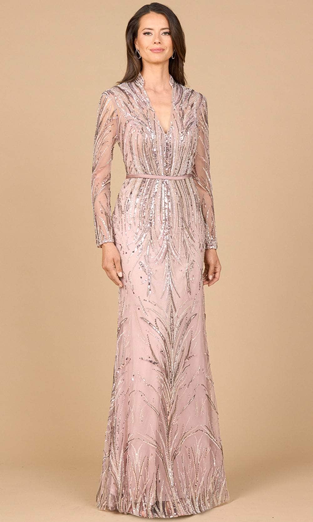 Lara Dresses 28948 - Mandarin V-Neck Beaded Column Dress Mother of the Bride Dresses