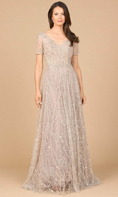 Lara Dresses 28958 - V-Neck Embellished Gown with Flowing Skirt Mother of the Bride Dresses