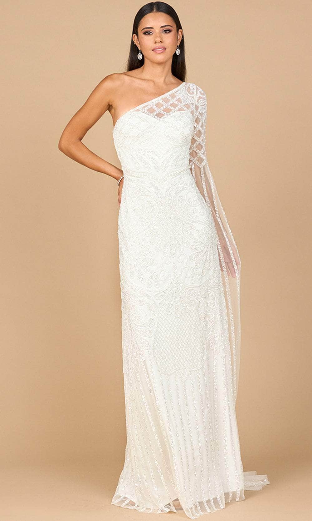Lara Dresses 51197 - One Shoulder Fitted Gown with Beaded Embroidery Wedding Dresses